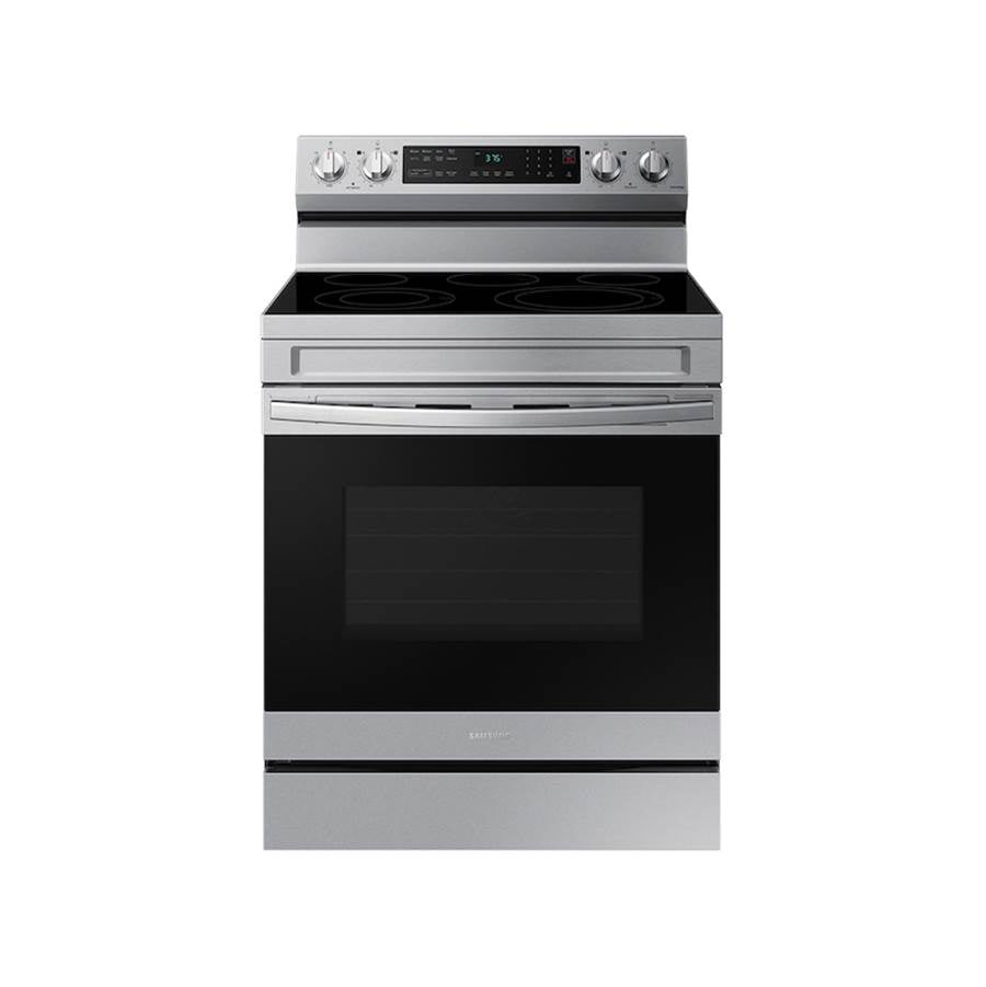 Samsung - Electric Freestanding with Air Fry (without Tray), 6.3 cu-ft - Black Stainless Steel