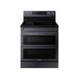 Samsung - Electric Freestanding with Flex Duo, Air Fry Tray and Griddle, 6.3 cu-ft - Black Stainless Steel
