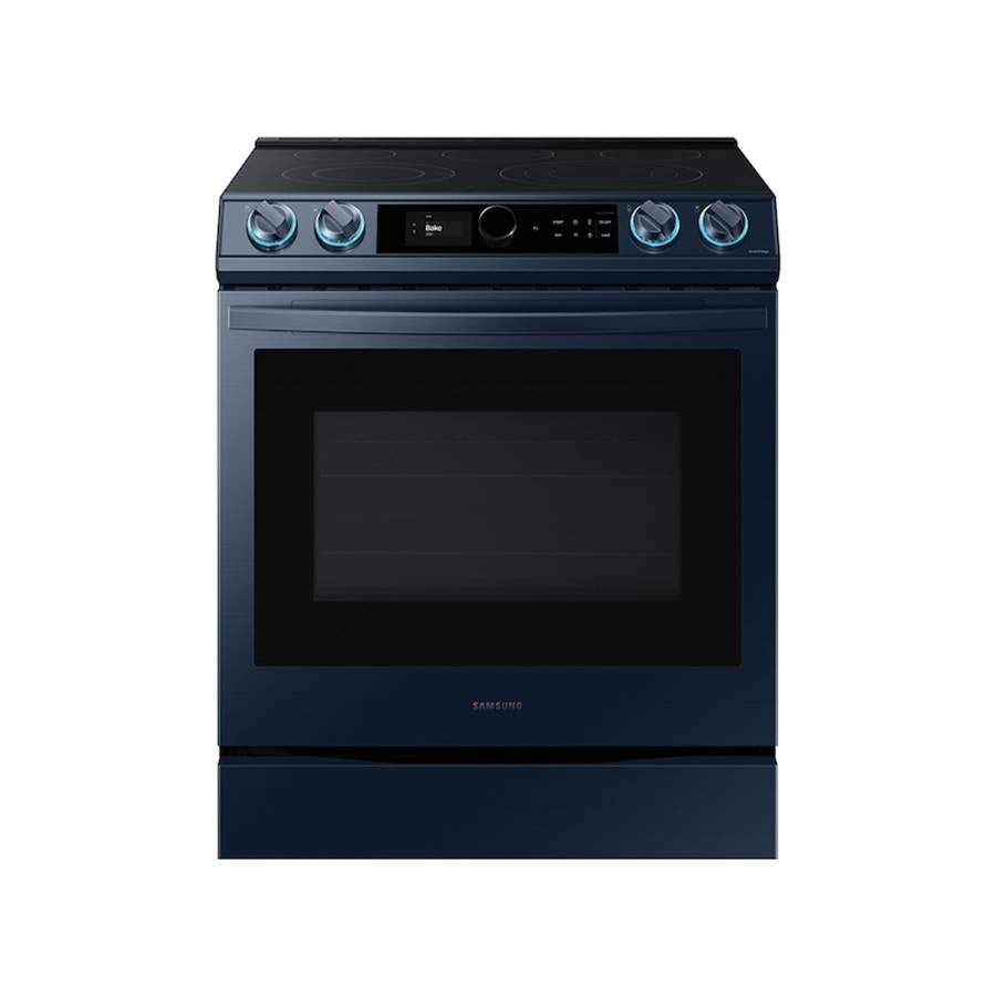 Samsung - Bespoke Electric Slide-In with Smart Dial and Air Fry, 6.3 cu-ft - Navy Steel