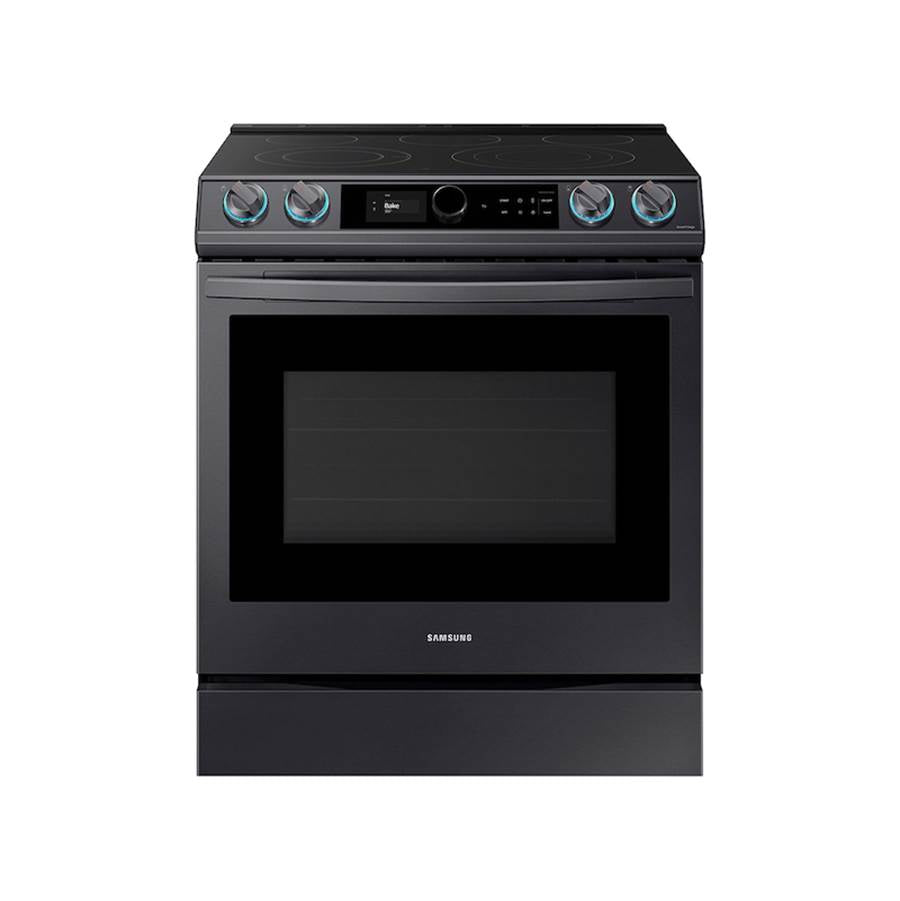 Samsung - Electric Slide-In with Smart Dial and Air Fry, 6.3 cu-ft - Black Stainless Steel