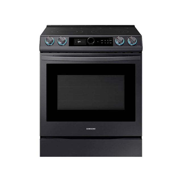 Samsung - Electric Slide-In with Smart Dial and Air Fry, 6.3 cu-ft - Black Stainless Steel