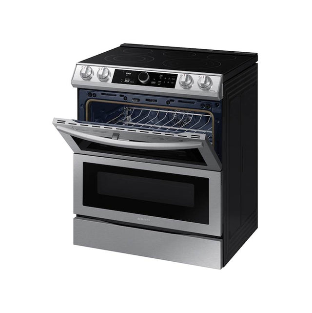 Samsung - Slide-In Electric with Flex Duo, Smart Dial and Air Fry, 6.3 cu-ft - Black Stainless Steel