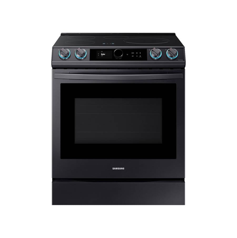 Samsung - Slide-In Induction with Smart Dial and Air Fry, 6.3 cu-ft - Black Stainless Steel