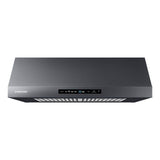 Samsung - Under Cabinet Exterior Venting (Recirculating Capable), LED Lighting, Baffle Filters, Hood Connectivity, Wi-Fi, 390 cfm (600 cfm Capable), 30'' - Black Stainless Steel