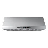 Samsung - Under Cabinet Exterior Venting (Recirculating Capable), LED Lighting, Baffle Filters, Hood Connectivity, Wi-Fi, 390 cfm (600 cfm Capable), 30'' - Stainless Steel