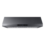 Samsung - Under Cabinet Exterior Venting (Recirculating Capable), LED Lighting, Baffle Filters, Hood Connectivity, Wi-Fi, 390 cfm (600 cfm Capable), 36'' - Black Stainless Steel