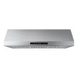 Samsung - Under Cabinet Exterior Venting (Recirculating Capable), LED Lighting, Baffle Filters, Hood Connectivity, Wi-Fi, 390 cfm (600 cfm Capable), 36'' - Stainless Steel