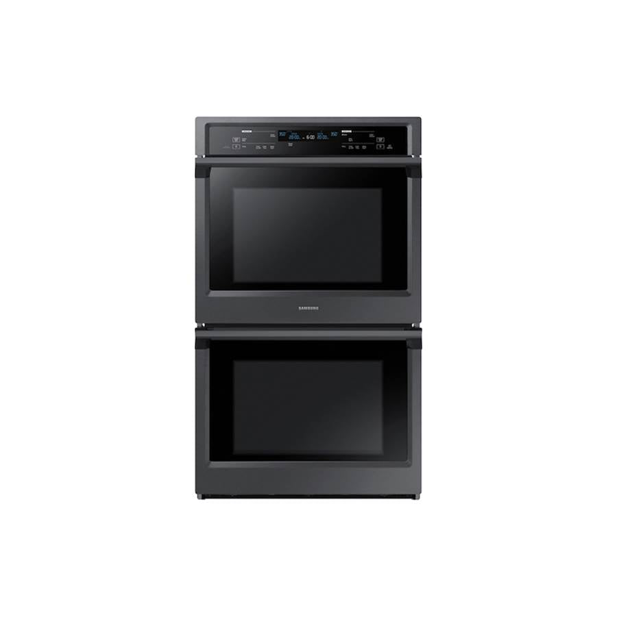 Samsung - Double Oven, Steam Cooking, Dual Fan True Convection, Spotlight Lighting System, Backlit Touch Controls, Glide Rack (Upper), Wi-Fi, 5.1 cu-ft, 30'' - Black Stainless Steel