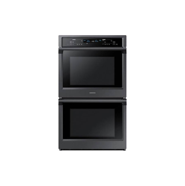 Samsung - Double Oven, Steam Cooking, Dual Fan True Convection, Spotlight Lighting System, Backlit Touch Controls, Glide Rack (Upper), Wi-Fi, 5.1 cu-ft, 30'' - Black Stainless Steel