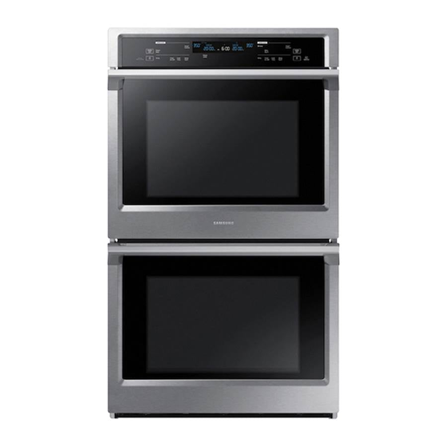 Samsung - Double Oven, Steam Cooking, Dual Fan True Convection, Spotlight Lighting System, Backlit Touch Controls, Glide Rack (Upper), Wi-Fi, 5.1 cu-ft, 30'' - Stainless Steel