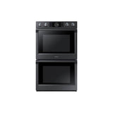 Samsung - Double Oven, Flex Duo (Upper), Knob LCD Interface, Steam Cooking, Dual Fan True Convection, Glide Rack (Both), Wi-Fi, 5.1 cu-ft, 30'' - Black Stainless Steel