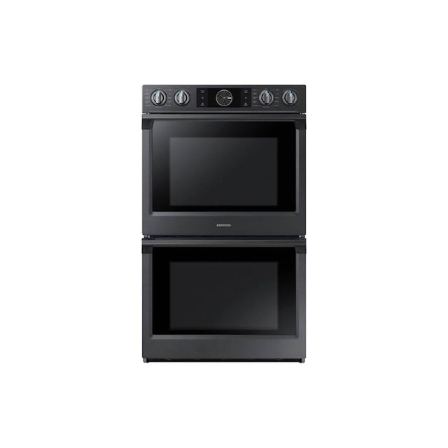 Samsung - Double Oven, Flex Duo (Upper), Knob LCD Interface, Steam Cooking, Dual Fan True Convection, Glide Rack (Both), Wi-Fi, 5.1 cu-ft, 30'' - Black Stainless Steel