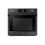 Samsung - Double Oven, Steam Cooking, Dual Fan True Convection, Spotlight Lighting System, Backlit Touch Controls, Glide Rack (Upper), Wi-Fi, 5.1 cu-ft, 30'' - Black Stainless Steel