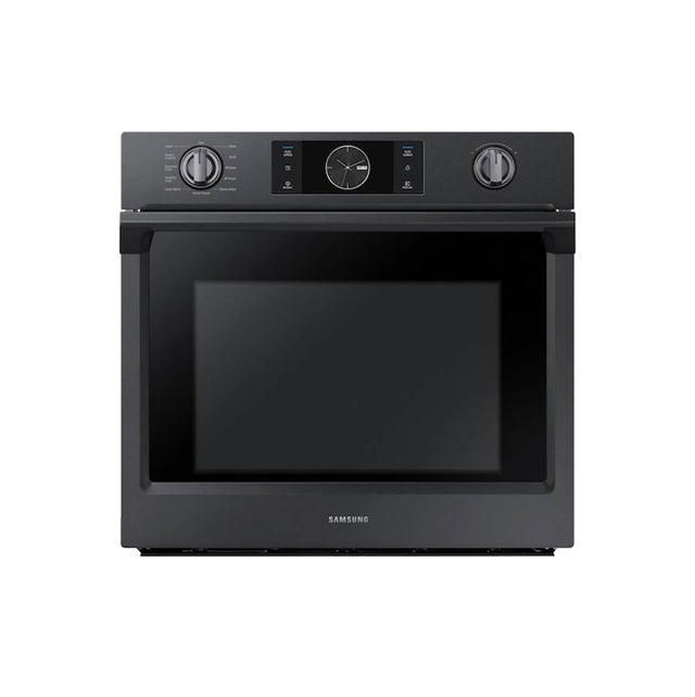 Samsung - Double Oven, Steam Cooking, Dual Fan True Convection, Spotlight Lighting System, Backlit Touch Controls, Glide Rack (Upper), Wi-Fi, 5.1 cu-ft, 30'' - Black Stainless Steel