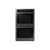 Samsung - Double Oven, Thermal, Self-Clean Steam Clean, Halogen Lighting System, Glass Touch Controls, 2-Wire Racks (Upper and Lower), Wi-Fi, 5.1 cu-ft, 30'' - Black Stainless Steel