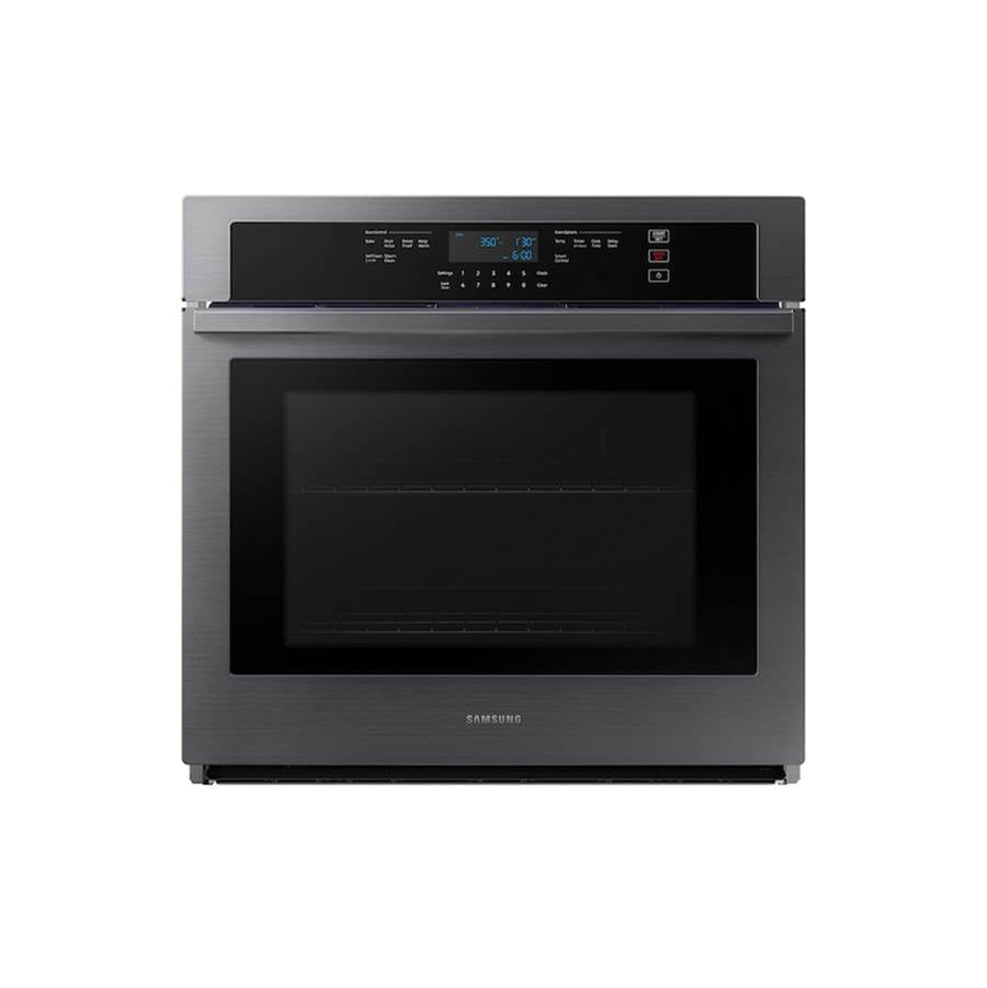 Samsung - Single Oven, Thermal, Self Clean Steam Clean, Halogen Lighting System, Glass Touch Controls, 2 Wire Racks, Wi-Fi, 5.1 cu-ft, 30'' - Black Stainless Steel