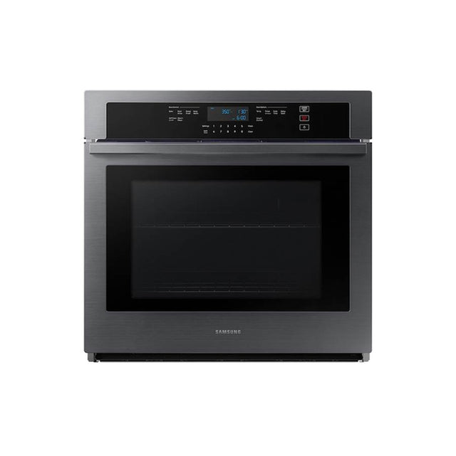 Samsung - Single Oven, Thermal, Self Clean Steam Clean, Halogen Lighting System, Glass Touch Controls, 2 Wire Racks, Wi-Fi, 5.1 cu-ft, 30'' - Black Stainless Steel