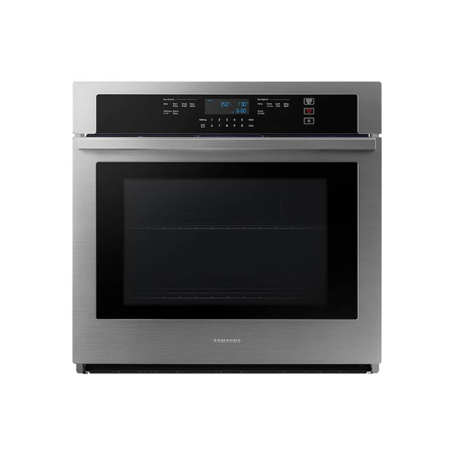 Samsung - Single Oven, Thermal, Self Clean Steam Clean, Halogen Lighting System, Glass Touch Controls, 2 Wire Racks, Wi-Fi, 5.1 cu-ft, 30'' - Stainless Steel