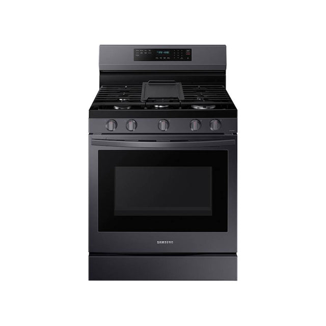 Samsung - Gas Freestanding with Air Fry (Tray) and Stainless Cooktop, 6 cu-ft - Black Stainless Steel