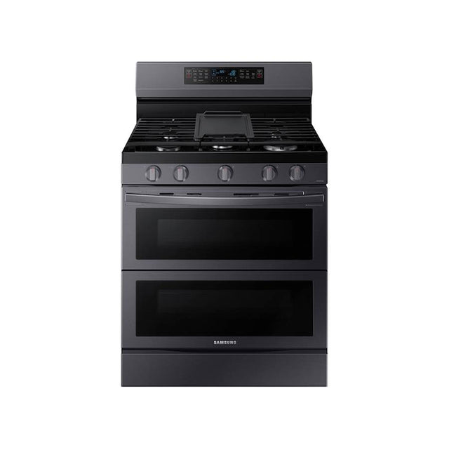 Samsung - Gas Freestanding with Flex Duo and Air Fry (Tray), 6 cu-ft - Black Stainless Steel