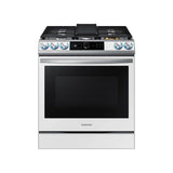 Samsung - Gas Slide-In with Smart Dial and Air Fry, Bespoke, 6 cu-ft - White Glass