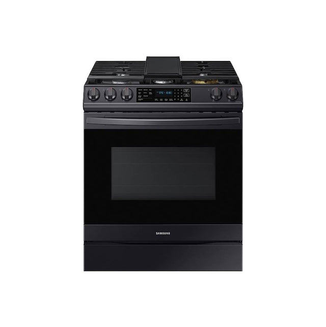Samsung - Gas Slide-In with Air Fry, 6 cu-ft - Black Stainless Steel