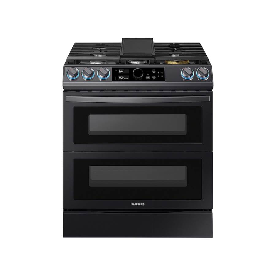 Samsung - Gas Slide-In with Flex Duo, Smart Dial and Air Fry, 6 cu-ft - Black Stainless Steel