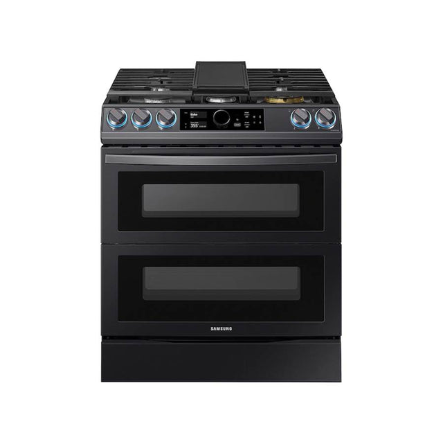 Samsung - Gas Slide-In with Flex Duo, Smart Dial and Air Fry, 6 cu-ft - Black Stainless Steel