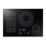 Samsung - Induction Cooktop, Flex Zone, 30'', 1''-7'', 11'' Dual (4800K Boost), 1''-6'' (1800K Boost), Virtual Flame, Magnetic Knob, Tap Touch, Wi-Fi - Stainless Steel