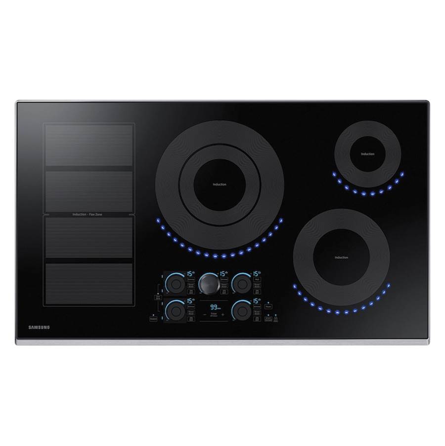 Samsung - Induction Cooktop, Flex Zone, 36'', 1''-7'', 11'' Dual (4800K Boost), 1''-8'' (3200K Boost), 1''-6'' (1800K Boost), Magnetic Knob, Tap Touch, Wi-Fi - Stainless Steel