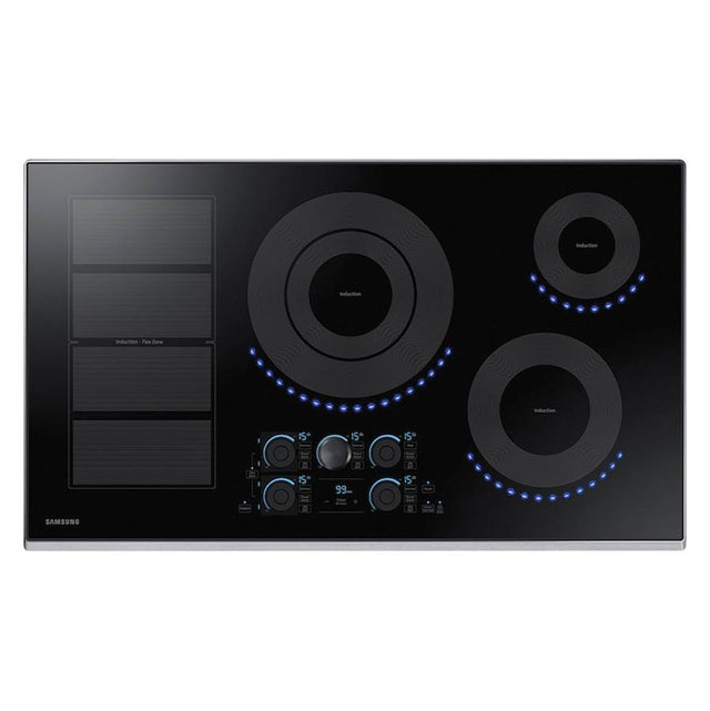 Samsung - Induction Cooktop, Flex Zone, 36'', 1''-7'', 11'' Dual (4800K Boost), 1''-8'' (3200K Boost), 1''-6'' (1800K Boost), Magnetic Knob, Tap Touch, Wi-Fi - Stainless Steel