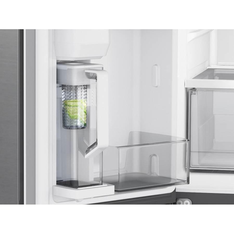 Smart Flex Counter Depth 4-Door Refrigerator with AutoFill Water Pitcher and a Dual Ice Maker with Ice Bites in Black Stainless Steel, 23 cu-ft