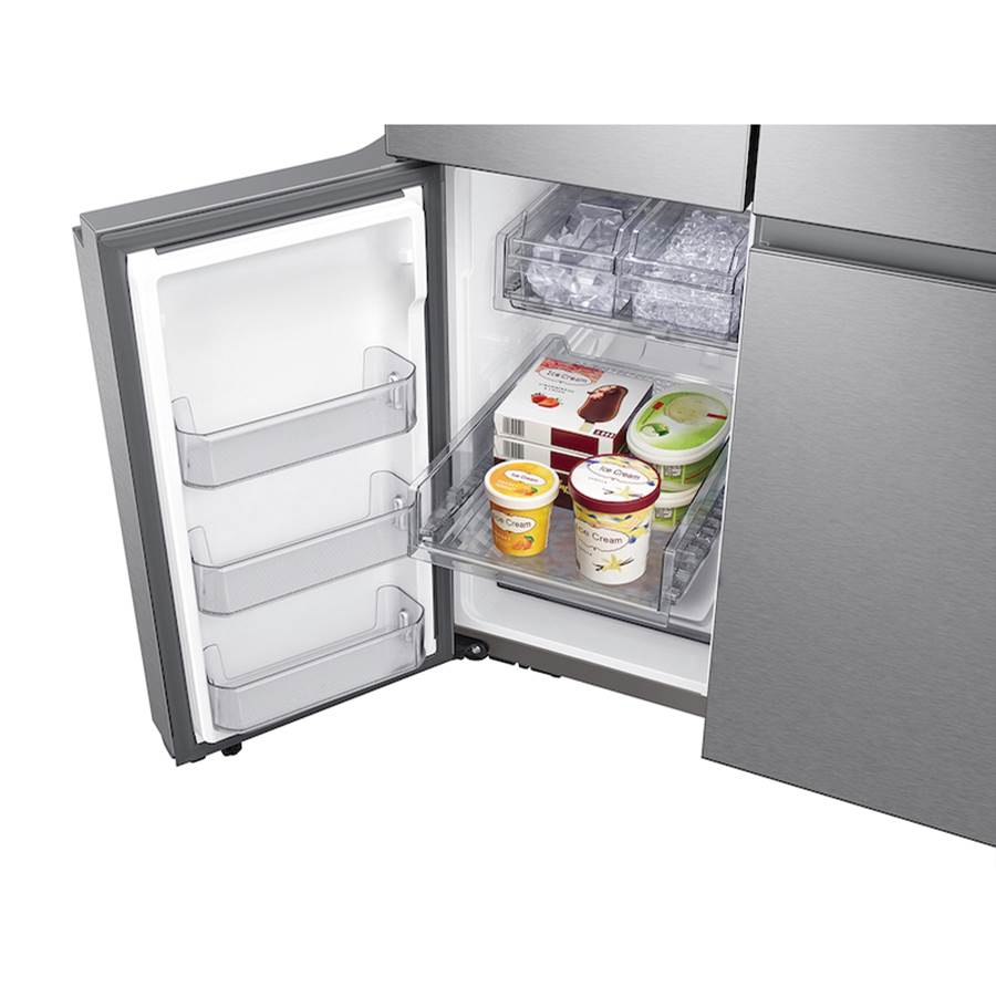Smart Flex Counter Depth 4-Door Refrigerator with AutoFill Water Pitcher and a Dual Ice Maker with Ice Bites in Black Stainless Steel, 23 cu-ft