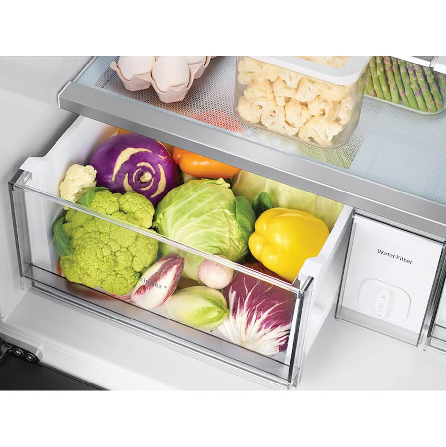 Smart Bespoke French 4-Door Refrigerator with Customizable Panel Colors and AutoFill Water Pitcher in Stainless Steel, 23 cu-ft