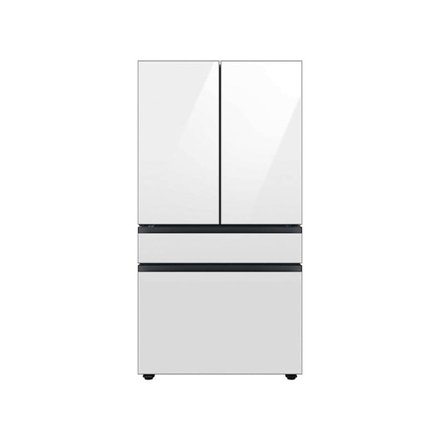Samsung - Smart Bespoke French 4-Door Refrigerator with Customizable Panel Colors and Beverage Center in White Glass, 23 cu-ft - White Glass