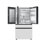Smart Bespoke French 4-Door Refrigerator with Customizable Panel Colors and Beverage Center in White Glass, 23 cu-ft