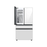 Smart Bespoke French 4-Door Refrigerator with Customizable Panel Colors and Beverage Center in White Glass, 23 cu-ft