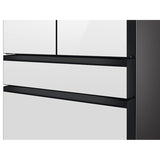 Smart Bespoke French 4-Door Refrigerator with Customizable Panel Colors and Beverage Center in White Glass, 23 cu-ft