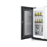 Smart Bespoke French 4-Door Refrigerator with Customizable Panel Colors and Beverage Center in White Glass, 23 cu-ft