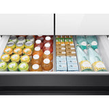 Smart Bespoke French 4-Door Refrigerator with Customizable Panel Colors and Beverage Center in White Glass, 23 cu-ft