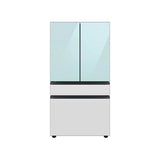 Samsung - Bespoke Smart French 4-Door Refrigerator, Beverage Center in Morning Blue Glass Top Panel with White Glass Middle and Bottom Panels, 23 cu-ft - Morning Blue Glass,White Glass