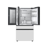 Smart Bespoke French 4-Door Refrigerator with Customizable Panel Colors and Beverage Center in White Glass, 23 cu-ft