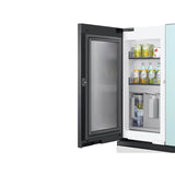 Smart Bespoke French 4-Door Refrigerator with Customizable Panel Colors and Beverage Center in White Glass, 23 cu-ft