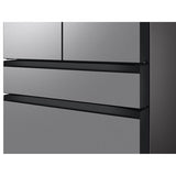 Smart Bespoke French 4-Door Refrigerator with Customizable Panel Colors and Beverage Center in White Glass, 23 cu-ft