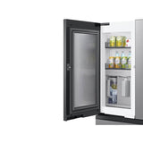 Smart Bespoke French 4-Door Refrigerator with Customizable Panel Colors and Beverage Center in White Glass, 23 cu-ft