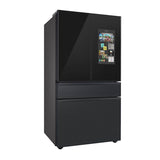 Bespoke Smart French 4-Door Refrigerator, Family Hub in Charcoal Glass Top and Matte Black Steel Middle and Bottom Panels, 23 cu-ft