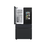 Bespoke Smart French 4-Door Refrigerator, Family Hub in Charcoal Glass Top and Matte Black Steel Middle and Bottom Panels, 23 cu-ft