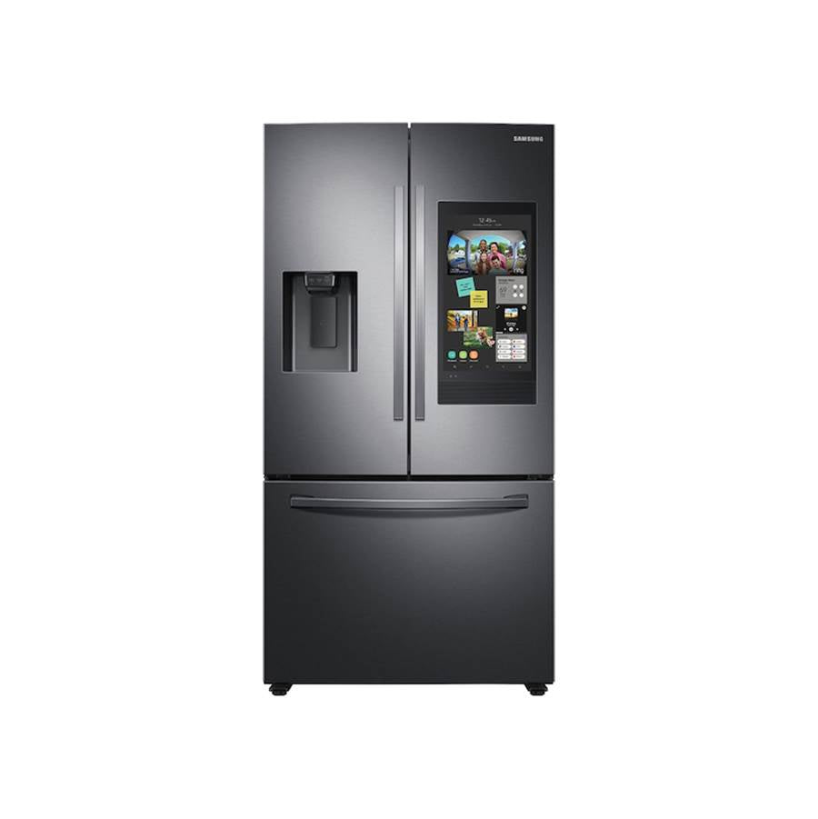 Samsung - French 3-Door Refrigerator Family Hub, Black Stainless - Black Stainless Steel