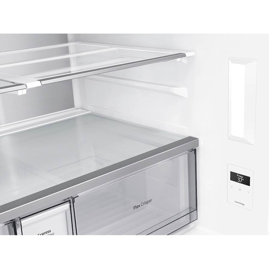 Smart Flex 4-Door Refrigerator with AutoFill Water Pitcher and a Dual Ice Maker with Ice Bites in Black Stainless Steel, 29 cu-ft