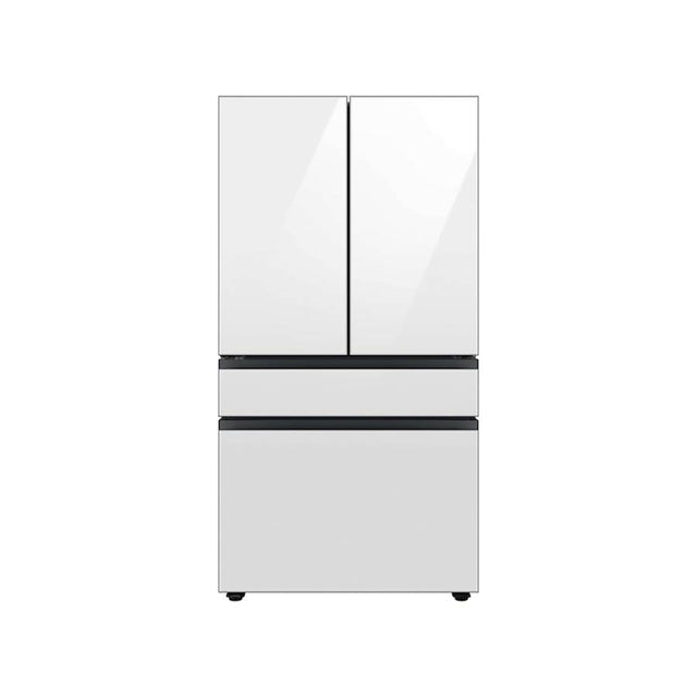 Samsung - Smart Bespoke French 4-Door Refrigerator with Customizable Panel Colors and Beverage Center in White Glass, 29 cu-ft - White Glass